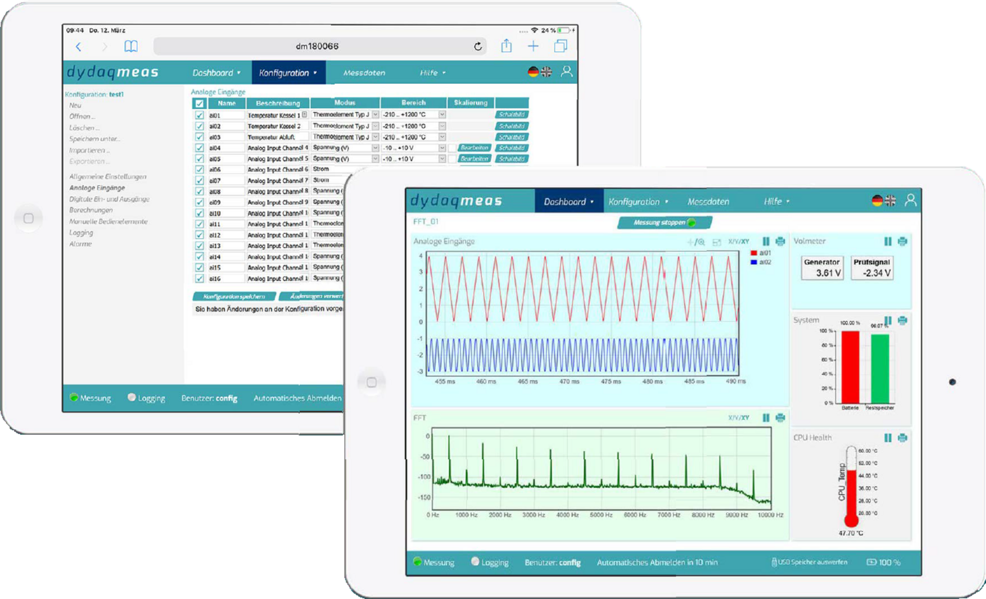 webbasierter Konfguration und Datenauswertung für dydaqlog Datenlogger