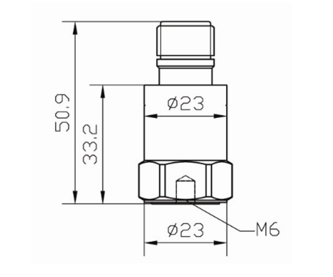 Zeichnung Seitenansicht Beschleunigungssensor mit axialem Abgang