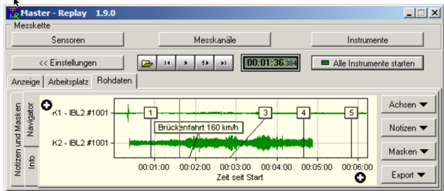 AVIMatrix Softwaresystem speichert Rohsignale und erlaubt eine Offline Auswertung